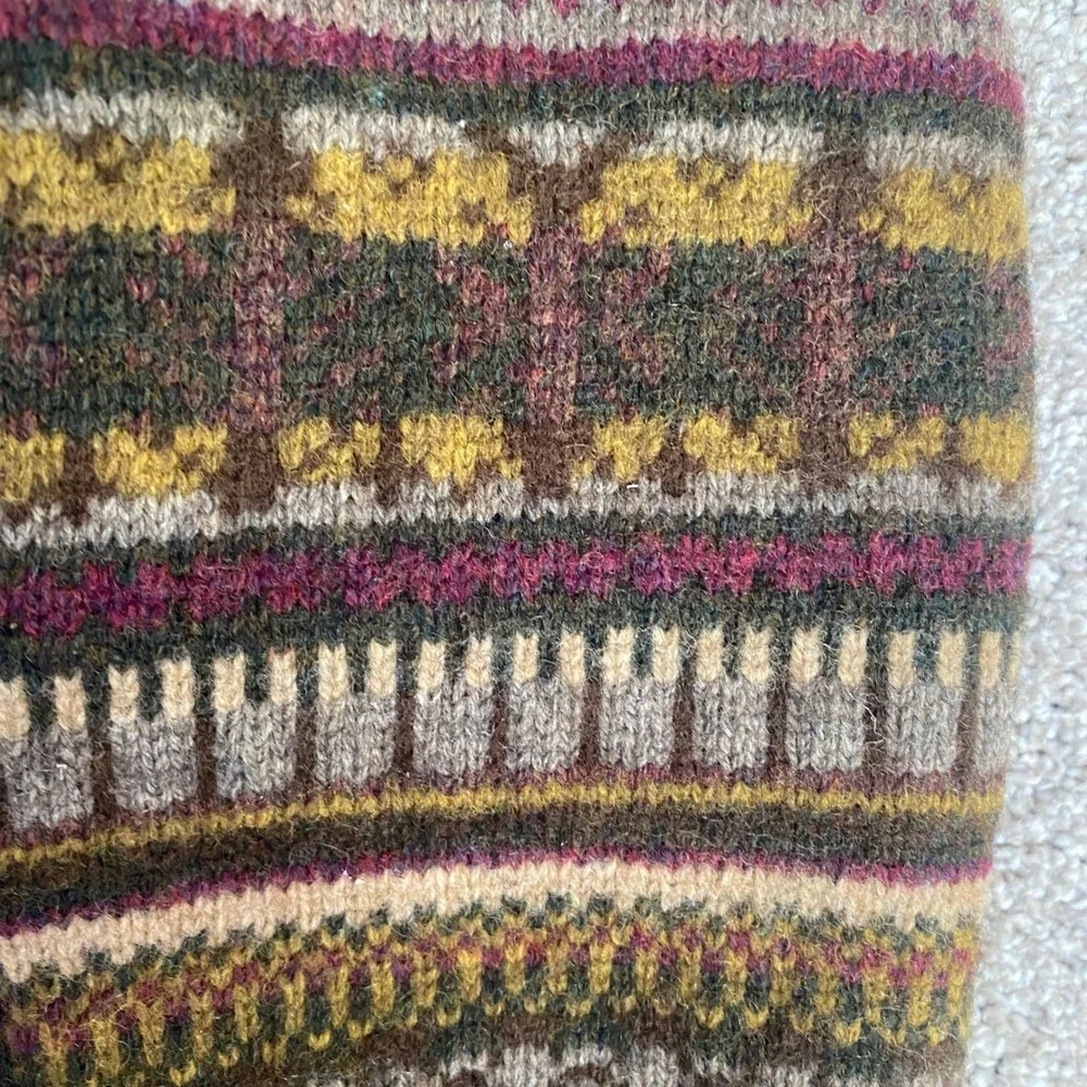 Unbranded Fair Isle Wool Mittens Womens OS Brown Multi Excellent Fleece Lined